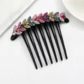 Rhinestone Leaf Insert Comb Hair Clip Elegant Women Hair Styling Accessory Sparkly Hairpin - Colorful FS003