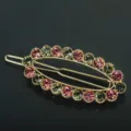 Gold-plated crystal hair clip with pink and green rhinestones elegant women's barrette. - QWJ002 Gray Purple