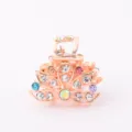 Korean style rhinestone hair claw clip for women, small metal hair catch pin with colorful crystals. - CH005 / Colorful