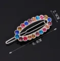 Crystal oval hair clip rhinestone barrette metallic hair accessory for women styling elegance. - QWJ002 Colorful (Matte Silver)