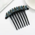 Rhinestone Leaf Hair Comb Crystal Insert Hairpin Elegant Women Hair Accessories New - Blue Gray FS003