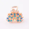 Korean style rhinestone hair claw clip, exquisite blue crystal mini hair catch for women. - CH005 / Blue