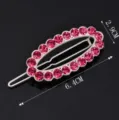 Pink rhinestone oval hair clip fashion crystal spring hair barrette for women 6.4x2.9cm style. - QWJ002 Rose Red (Matte Silver)