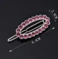 Crystal hair clip with purple rhinestones elegant oval metal barrette for daily use. - QWJ002 Purple Red (Matte Silver)