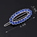 Blue rhinestone oval hair clip elegant crystal spring hairpin for women daily hair styling - QWJ002 Blue (Matte Silver)