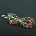 Elegant rhinestone metal hair clip for women, sparkling crystal barrette accessory. - QWJ003 Colorful