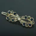 Elegant crystal rhinestone hair clip for women, sparkling blue stone metal barrette. - QWJ003 Dark Blue Gray
