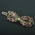 Crystal Hair Clip Pink Green Rhinestone Spring Barrette Hair Accessory for Women and Girls - QWJ003 Gray Purple