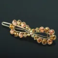 Elegant crystal spring hair clip featuring shimmering amber rhinestones for daily wear. - QWJ003 Champagne Gold