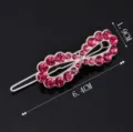 Fashion rhinestone hair clip for women, sparkling pink crystal spring bobby pin, 6.4x1.9cm - QWJ003 Rose Red (Matte Silver)