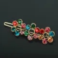 Korean fashion colorful crystal rhinestone hair clip elegant metal barrette for women daily wear - QWJ004 Colorful