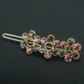 Korean fashion crystal ponytail hairpin with pink and green rhinestones, elegant spring hair clip. - QWJ004 Gray Purple