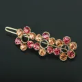 Crystal Spring Hair Clip Rhinestone Barrette Pink Orange Gold Metal Hair Accessory Variant - QWJ004 Champagne Pink