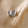 Silver heart metal hair claw clip for women, chic styling accessory for bangs and side hair. - Silver