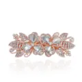 Rose gold rhinestone flower spring hair clip, elegant crystal barrette for women and girls. - CHA213 White