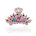 Rose gold crown hair claw clip, sparkling rhinestone hair catch for elegant updos. - Multi-Color