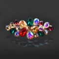 Elegant rhinestone spring hair clip with colorful teardrop crystals, stylish hair accessory for women. - Colorful