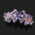 Pinza de Pelo de Estrass de Cristal Morado Elegante Flor Barandilla de Resorte de Metal - Púrpura