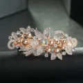 Rose gold pearl hair clip with sparkling rhinestones, elegant spring hair clip for women. - Rose Gold Champagne