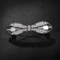Silver tone rhinestone bow hair clip elegant crystal spring barrette for daily hair styling - White Gunmetal