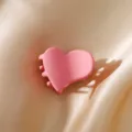 Pink heart hair claw clip matte cute mini grab clip for women girls sweet daily hair styling accessories - Pink