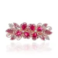 Sparkling pink crystal flower hair clip, elegant rhinestone barrette, large spring clip. - Rose Red
