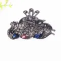 Metall Strass Haarklammer, dunkles Gunmetal Finish mit glitzernden Kristallen und bunten Steinen. - Rotguss Blau