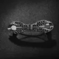 Black rhinestone bow hair clip elegant crystal spring barrette for women and girls daily wear - Black Gunmetal