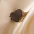 Pinza de pelo en forma de corazon marron, mini pinza para mujer, accesorio de moda elegante. - Café