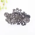 Elegante Strass Krone Haarklammer für Damen glänzende Kristall Metall Haaraccessoire - Waffenschwarz Grau