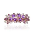 Elegante Kristall Blumen Haarspange mit lila Strasssteinen und sicherem Federverschluss. - CHA213 Violett