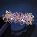 Elegant purple rhinestone hair clip, vintage floral spring barrette for women and girls daily wear. - CHA213 Violet