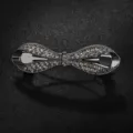 Sparkling crystal bow hair clip, elegant metal spring barrette for charming ponytail styling. - Grey Gunmetal