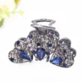 Strass Dreifach Herz Metall Haarklammer elegante Kristall Haarspangen für Damen stilvoll - Rotguss Blau