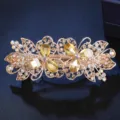 Elegant rhinestone spring hair clip with sparkling crystals and retro floral design for women. - CHA213 Champagne