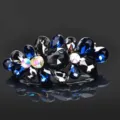 Elegante molletta per capelli in strass cristallo blu forcina lucida per acconciatura donna - Blu
