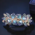 Elegant blue rhinestone spring hair clip crystal barrette stylish hair accessory for women. - CHA213 Lake Blue