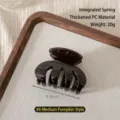 Detail shot of a dark brown pumpkin hair claw clip, featuring thick PC material and 6.5cm size. - 6.5cm Round Spring / Chocolate
