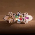 Grande pinza de pelo de cristal con diamantes de imitacion retro elegante aleacion vista principal - Multicolor