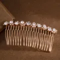 Gold-tone alloy rhinestone hair comb elegant crystal side comb bridal bun hair accessory 1pc - Rhinestone Style 1