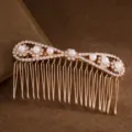 Goldener Strass Perlen Haarkamm elegante Braut Haarspangen für Damen Hochzeit Styling. - Perle Stil 2