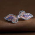 Rhinestone bow hair clip elegant crystal spring hair barrette for women and girls styling - Gold Blue