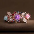 Elegant crystal flower spring hair clip for women, sparkling rhinestone barrette for half up hair. - Multi-Color