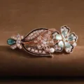 Rhinestone crystal flower spring hair clip elegant metallic barrette for women and girls - Lake Blue