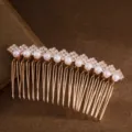 Elegantes goldenes Haarkamm-Accessoire mit Strass und Perlen für Damen elegante Hochsteckfrisuren. - Perle Stil 3