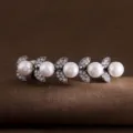 Korean style rhinestone pearl hair clip vintage spring barrette elegant hair accessories for women - White