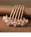 Rhinestone butterfly hair comb crystal bridal updo pin elegant hair jewelry accessory - CHY79 Champagne (Rose Gold) Butterfly