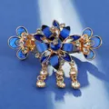 Vintage blue rhinestone tassel hair claw clip for elegant women daily styling and chic updos. - LP1-3 Blue Peacock