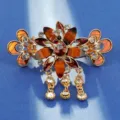 Vintage rhinestone hair claw clip with elegant metal tassels for women styling accessories. - LP1-3 Champagne Peacock