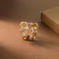 Exquisite rose gold butterfly hair claw clip with amber crystals and sparkling rhinestones for women. - Champagne